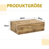 Table basse rectangulaire avec finition imitation bois. Dimensions : 90×50×30 cm, en MDF, aucun assemblage nécessaire. Équipé de pieds antidérapants au bas, il s'adapte au style moderne et luxueux. 4