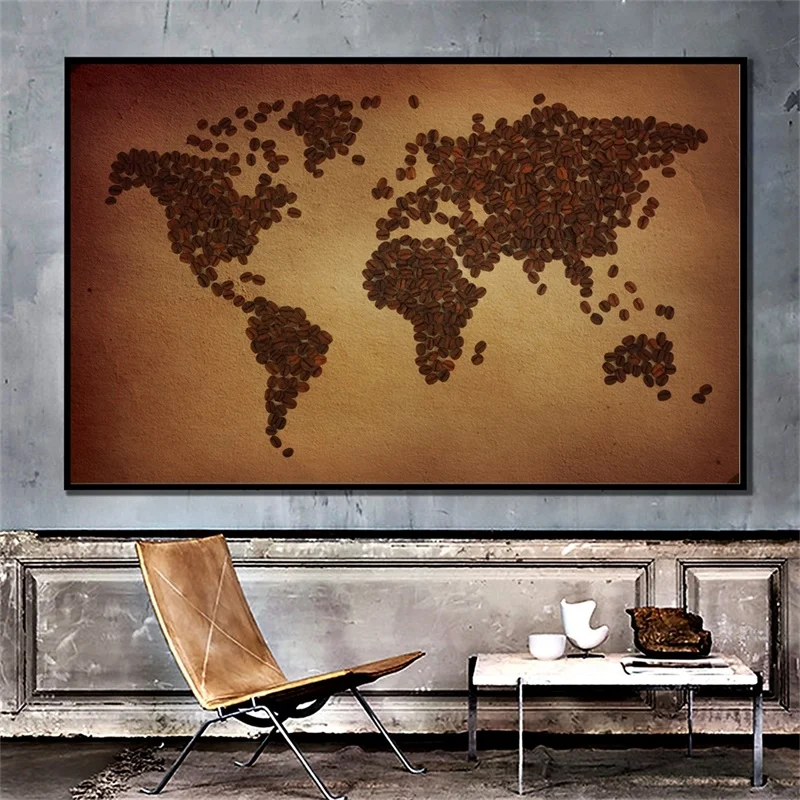 90x60cm Retro World Map Posters and Prints Canvas Paintings Wall Art Pictures Wall Chart Home Decor Office Teaching Supplies
