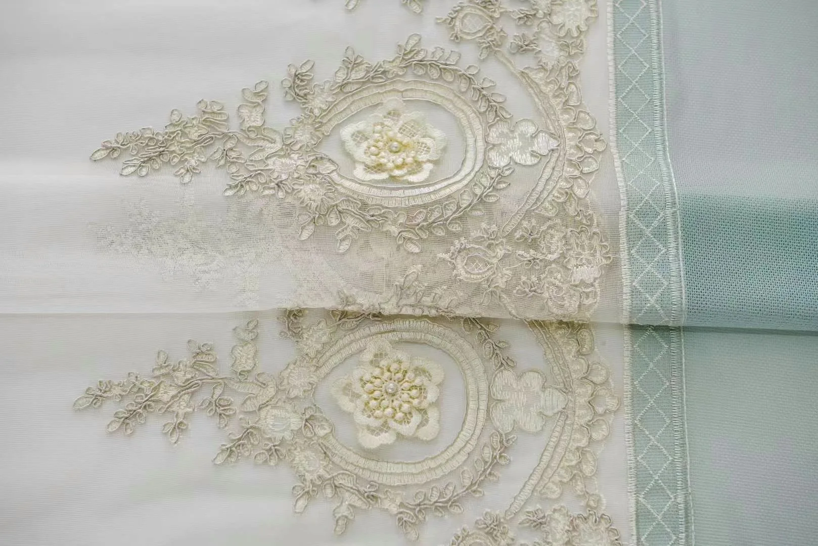 1PC Poetic Flower Washing Rope Embroidery Bead Color Matching Window Screen Simple European Style Partition Screen Curtain 4