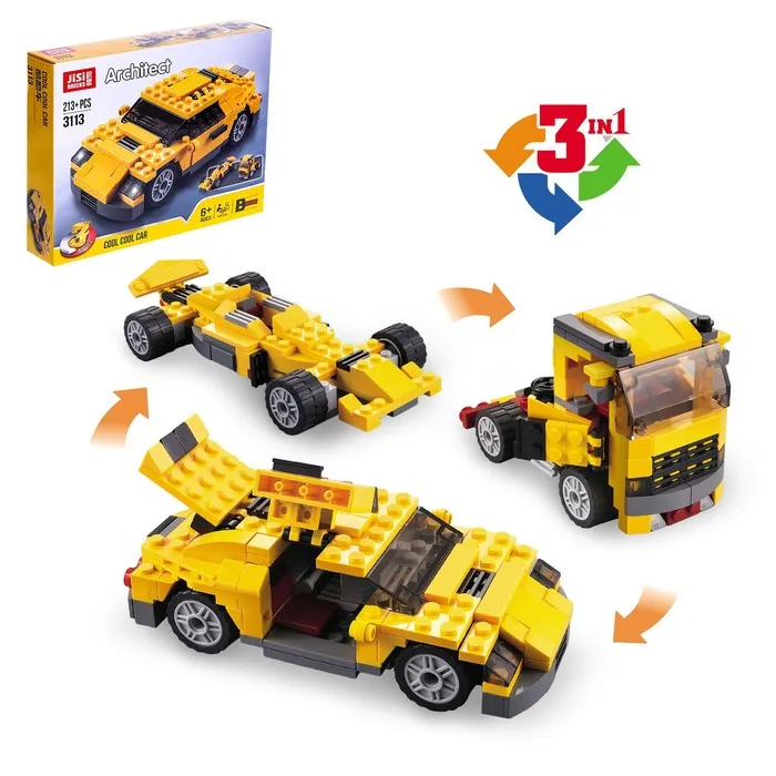 Конструктор Гоночный автомобиль 3 варианта сборки 213 деталей JISI BRICKS |
