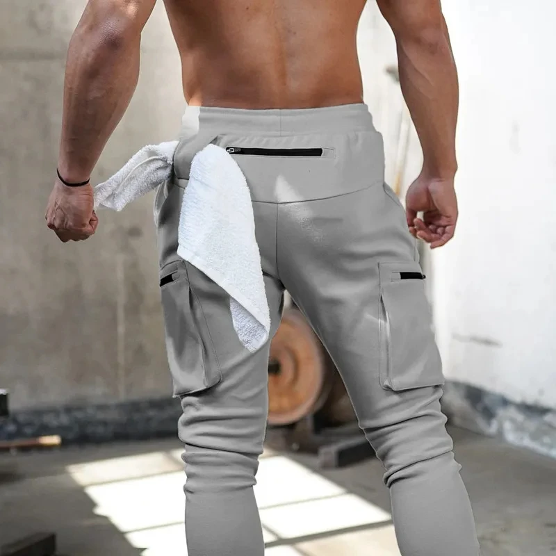 Sweatpants Men's Gym Fitness New Pants Men's Running Jogging Training Tight Sports Cargo Pants Pocket Decoration 3