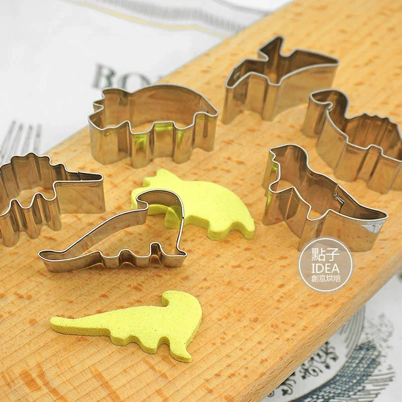 Cookie Cutter 6Pcs Hot Stainless Steel Dinosaur Animal Baking Biscuit Cookie Cutter Cake Mold Utensils
