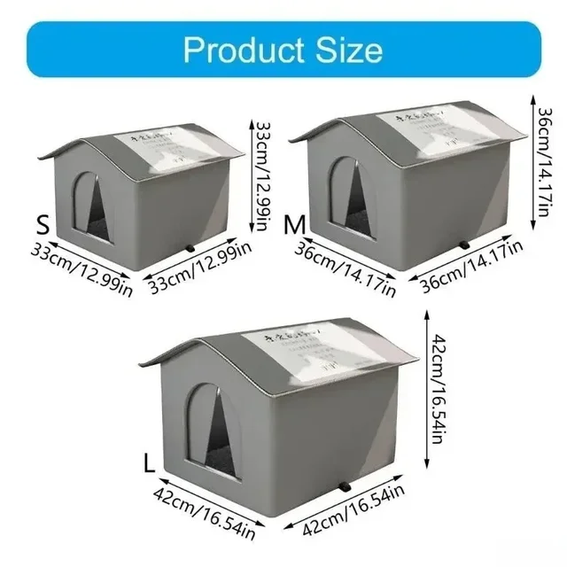 High Quality Oxford Cloth Outdoor Cat House with Stand - Insulated Shelter with Aluminum Foil Lining, Snow & Wind Protection 6