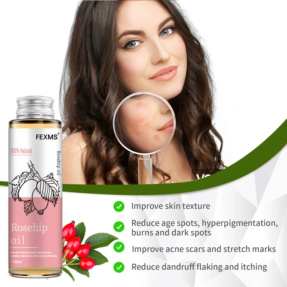 

100ml Rosehip Seed Oil 100% Pure Organic Unrefined Cold Pressed Anti Aging Rose Hip Moisturizer For Hair Skin & Nails