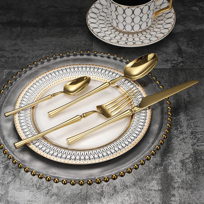 Bright Gold 18/10 Stainless Steel Luxury Cutlery Dinnerware Tableware Set - Image 3