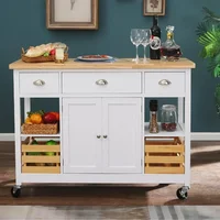 Kitchen Island Cart on Wheels - Portable Kitchen Island with Drop Leaf, Rolling Kitchen Island with Storage 2