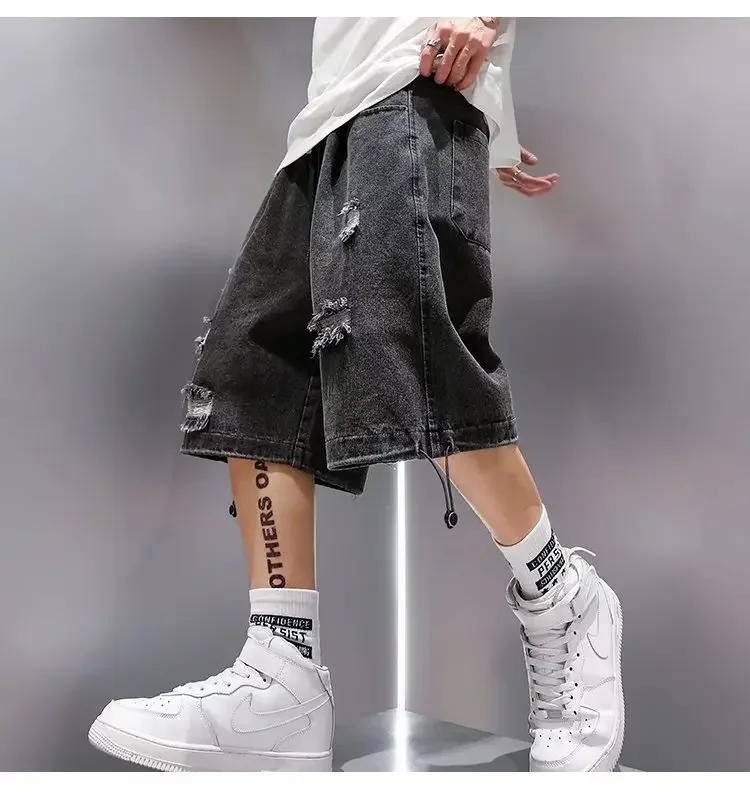 Men's Summer Loose-fit Trendy Denim Shorts American Style Five-point Mid-pants 2023 New Fashion Casual Shorts 29 Sc56a9d899dd04b98818635a4a9b98154X