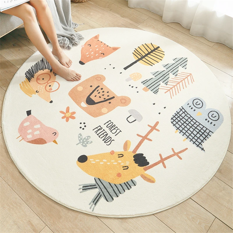 Cartoon Round Lamb Cashmere Home Living Room Non-Slip Carpet Sofa Bedroom Tatami Bedside Blanket Rugs