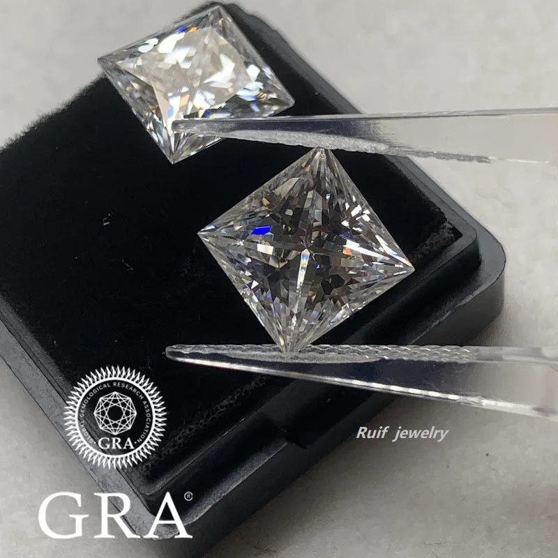 Ruif Square Moissanite Stone D Color Princess Cut Vvs1 Lab Gemstone Superato Diamond Test Con Rapporto Gra