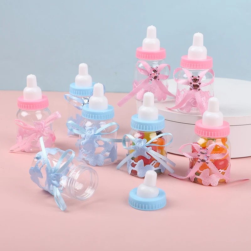 6/12 Stück Plastik-Fütterungsflasche Blau Rosa Babyflasche Süßigkeitenbox Hochzeit Geschlechtsoffenbarung Babyparty Geburtstag Party Geschenke Gastgeschenke – Detail 2