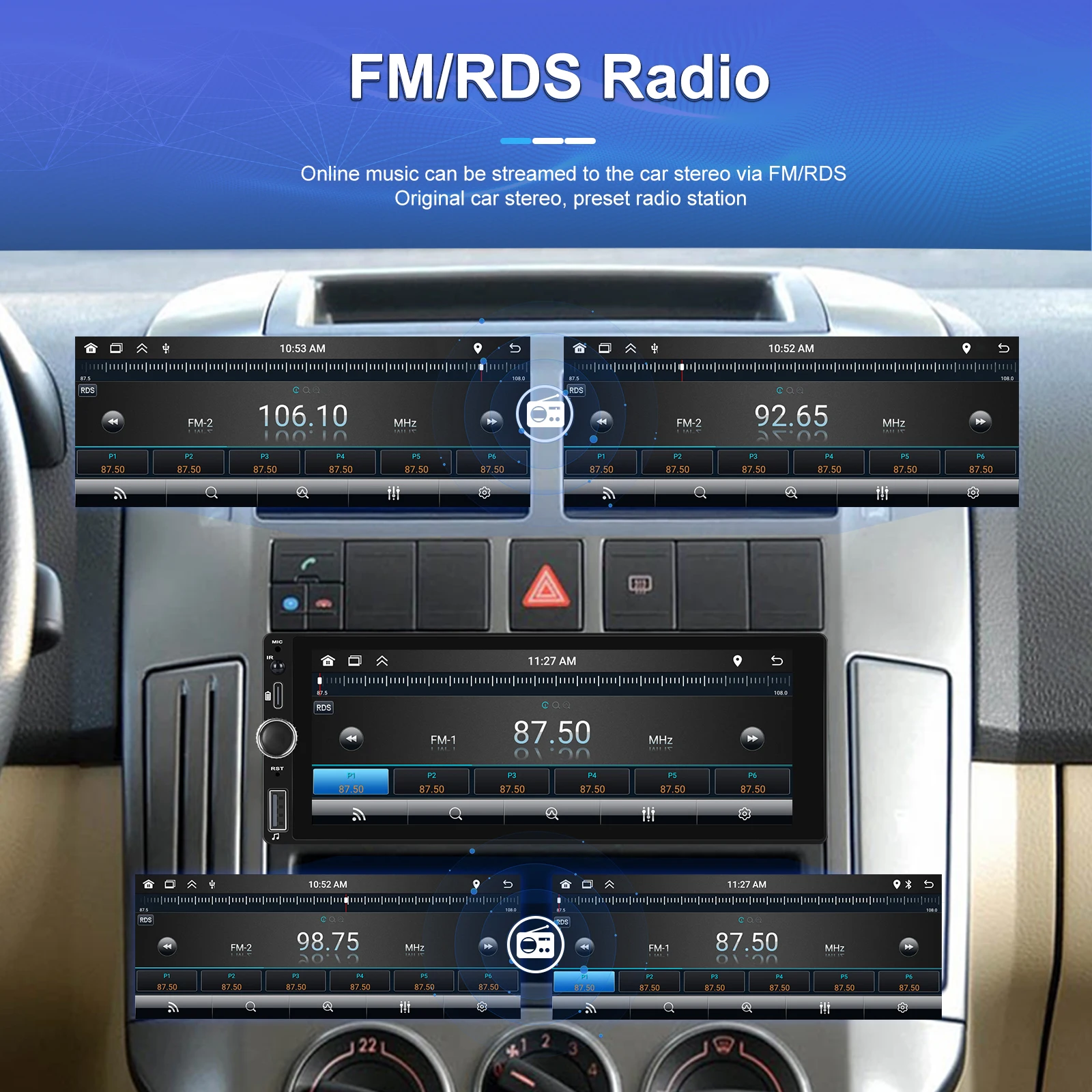 LeeKooLuu-REPRODUCTOR MP5 Universal para coche, 1 Din, 6,86 pulgadas, HD, Bluetooth, receptor de Radio FM, Carplay inalámbrico, Android, vídeo Multimedia automático, USB 6