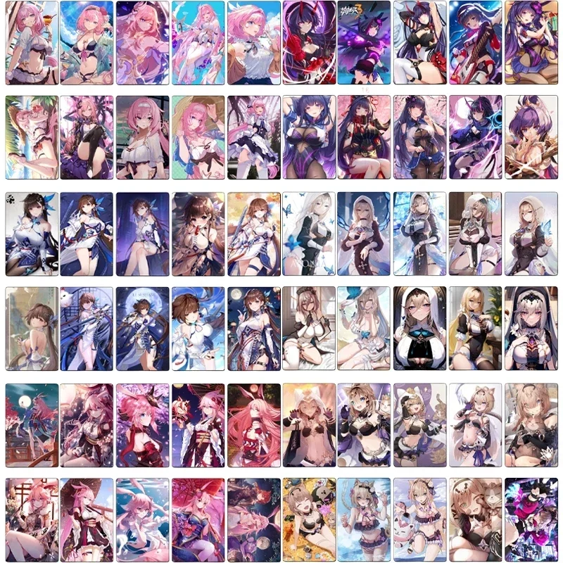 

Honkai Impact 3 Elysia Raiden Mei Crystal Card Sticker Animation Characters Anime Classics Game Collection Cards Toy Gift