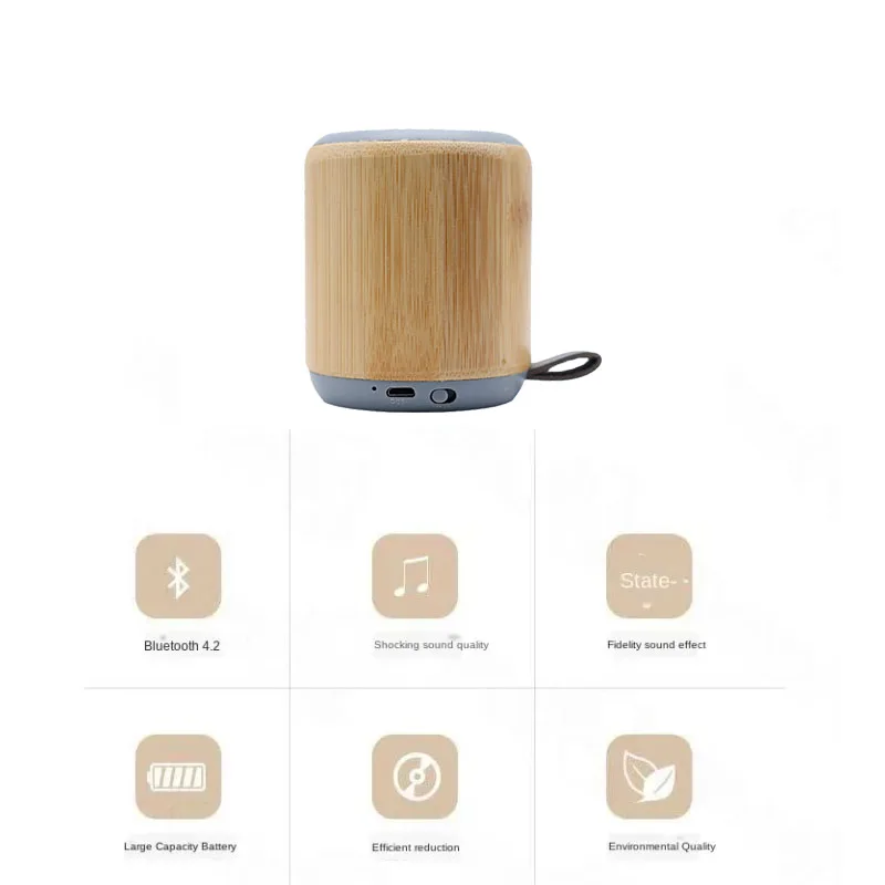 Bamboo Wood Eco-friendly Mini Portable Bluetooth Speaker Desktop Wireless Audio