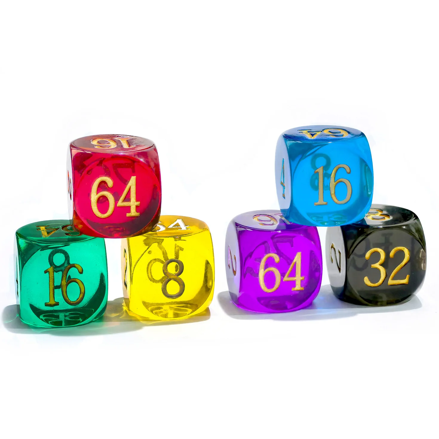 Large Translucent Backgammon Doubling Cube - Assorted Colors, 30MM