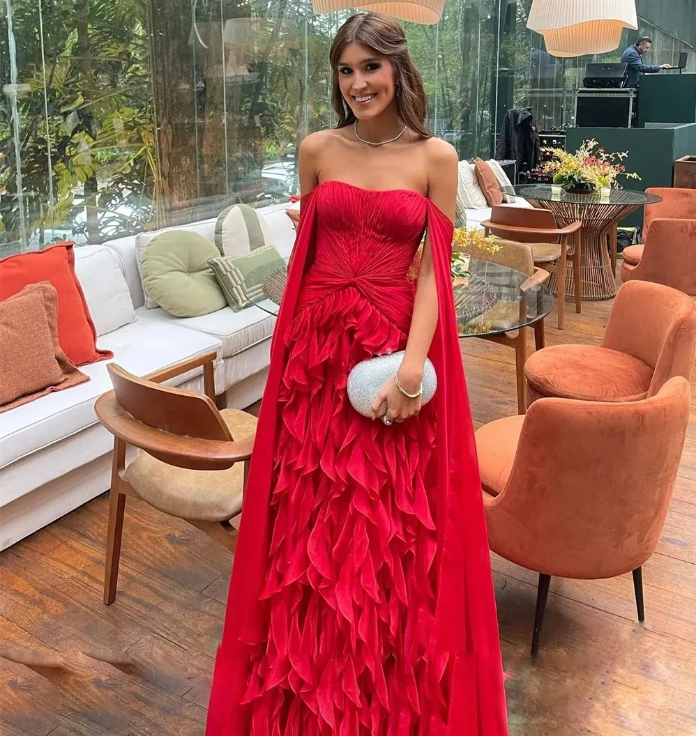 Off Shoulder Prom Dress Women's Off Shoulder Tiered Chiffon Prom Dress |  Pleated Layered A-Line Evening Gown For Bridesmaid, Wedding Guest 2025 Tiered  Chiffon Dress