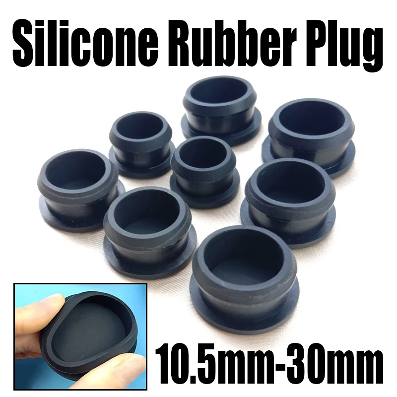 

1-5PC 10.5mm-30mm Black Silicone Rubber Cap Hole Plug Cover Rubber Stopper Sealing Plug Snap-on Gasket Blanking End Seal Stopper