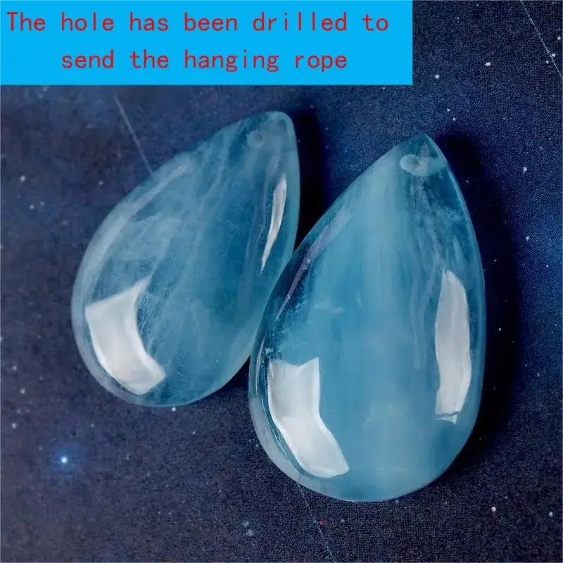 Aquamarine Water Drop Pendant Ice Type Green Pillar Stone Aquamarine Original Stone Crystal Necklace For Men And Women Crystal