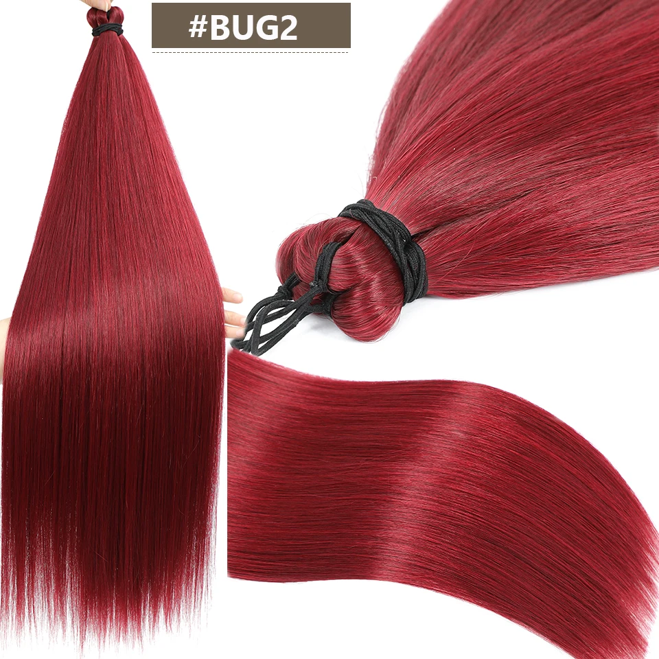28 Zoll 300 Gramm Häkelzöpfe Glattes Haar Ombre Braun 6 # Blond 613 # Orange Hair Bio Hochtemperatur-Synthetikhaar – Detail 27