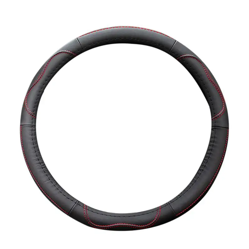 

Leather Steering Wheel Cover Universal Car Wheel Protective Cover Non Slip Leather Designed For 14 1/2 To 15inch 37 To 39cm