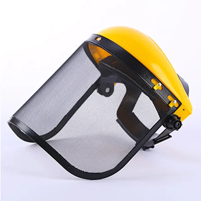Garden Grass Trimmer Safety Helmet Hat With Full Face Mesh Visor