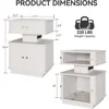 LED Bedside Table, Modern Bedside Table with Charging Station, Bedside Table with 2 Drawers and Sliding Door, White 6