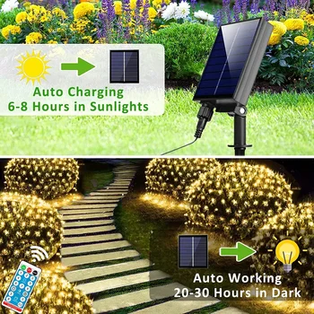 3x2m LED Solar String Net Mesh Licht 8 Modi wasserdichte Outdoor Girlande Lampe für Weihnachts feier Terrasse Hinterhof Garten Dekor — изображение 5