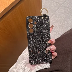 Luxury Glitter Bling Stand Holder Wrist Strap Phone Case with Bracket Cover - Galaxy S23 Ultra (A1)