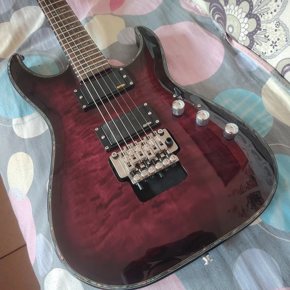 Sche cter Hellraiser C-1FR purple quilted maple top heavy metal electric guitar, EMG active pickup, in stock, ping