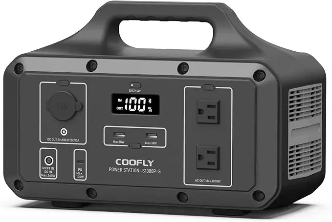 Portable Power Station 1021Wh Backup Lithium Battery with 2x110V AC Outlets PD 100W Fast Charging Solar Generator