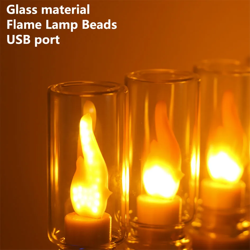 LED 5V 불꽃 전구, USB 촛불 전구, 깜박이는 불꽃 장식 노란색, 가정용 조명, 야간 조명, 축제 램프, 기도