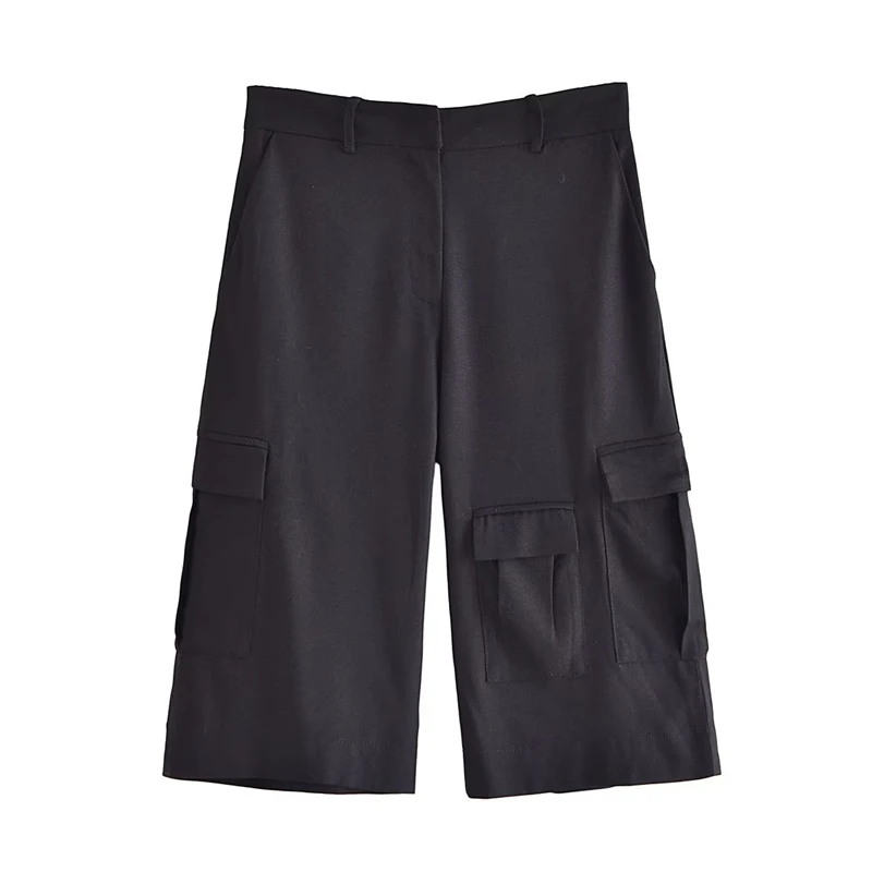 

Summer New Women's High waist Slimming Loose Black Five-point Pants Mid-pants Casual Overalls Shorts