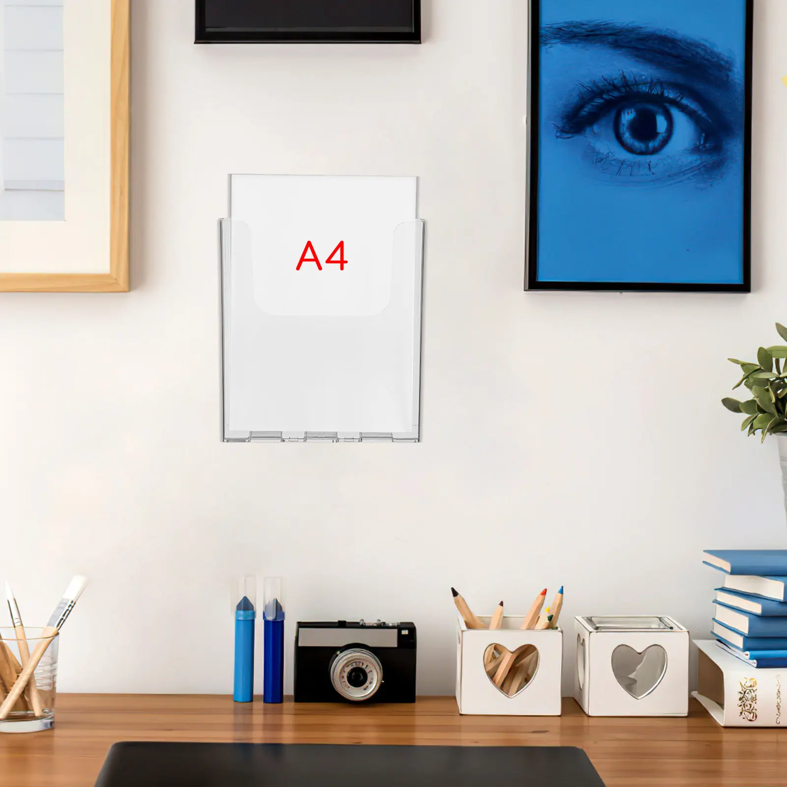 아크릴 벽걸이 브로셔 홀더, 투명 잡지 진열대, 문서, 팜플렛, 전단지, 책, 문학물류 정리대, 책상용