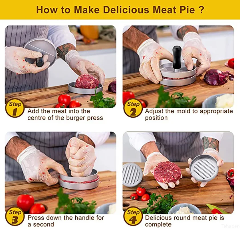 Burger Press Round Hamburger Mold Aluminum Alloy Hamburguer Meat Beef BBQ Smash Burger Press For Cutlets Kitchen Food Mold