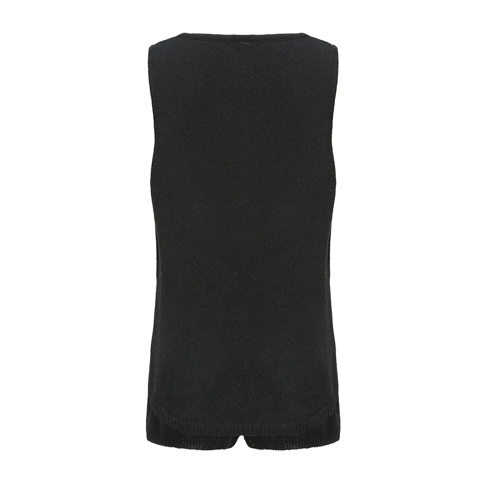 2024 Summer Fashion Casual Deep V-Neck Back Heart Tie Knit Women's Sweater Set Two-Piece Casual Party Trend Wear