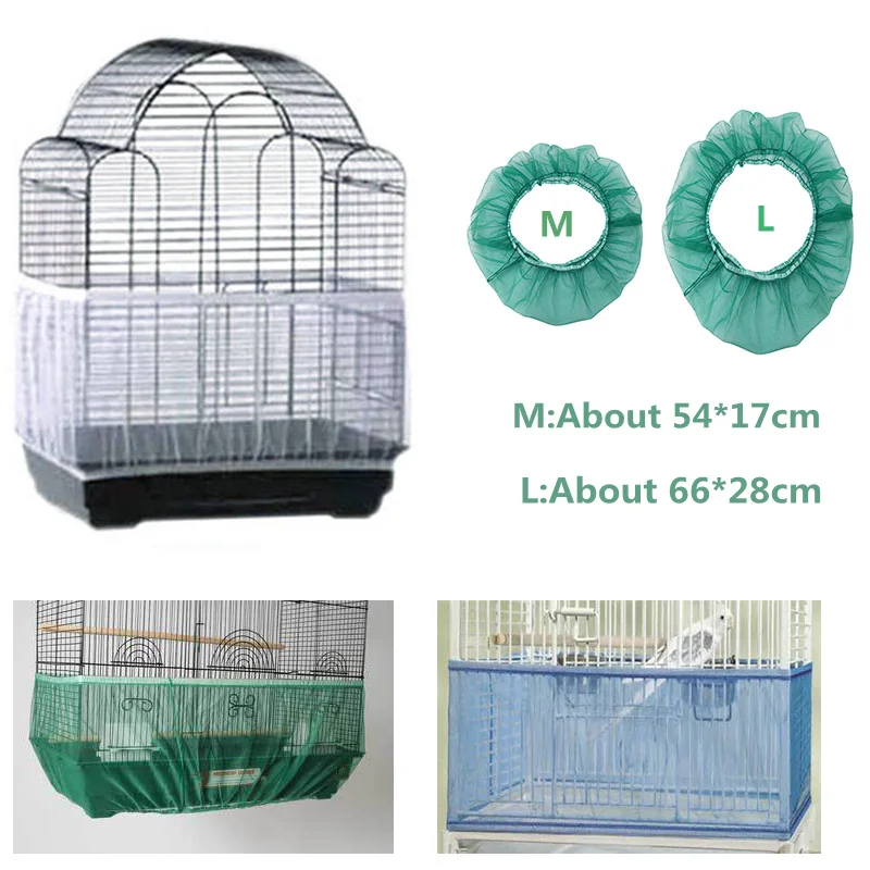 Bird Cage Cover Bird Cage Accessories Nylon Mesh Bird Cage Cover Shell Skirt Net Easy Cleaning Seed Catcher Guard for Bird Cage