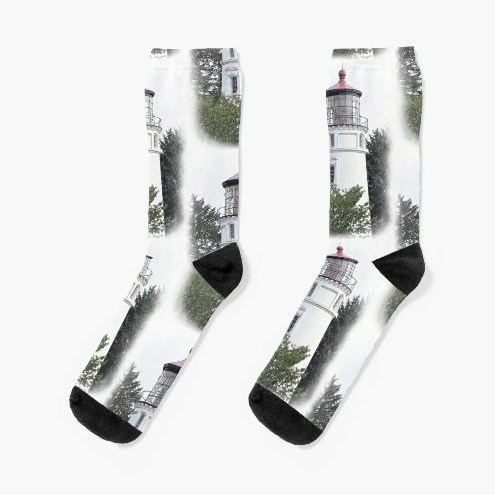 Umpqua River Lighthouse Sketched Socks Women'S Compression Sock Cartoon Socks