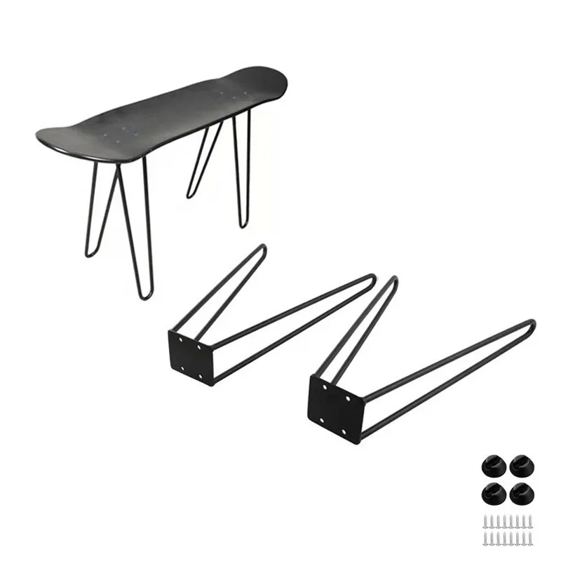 40cm 50cm Height Black Metal Table Legs Feet for Furniture Iron Dining Coffee Tables Leg Foot Skateboard Desk Legs with Leg Rest