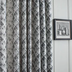 New Retro Check Modern Simple Cotton Linen Jacquard Linen Window Curtain Decor Curtains for Living Dining Room Bedroom