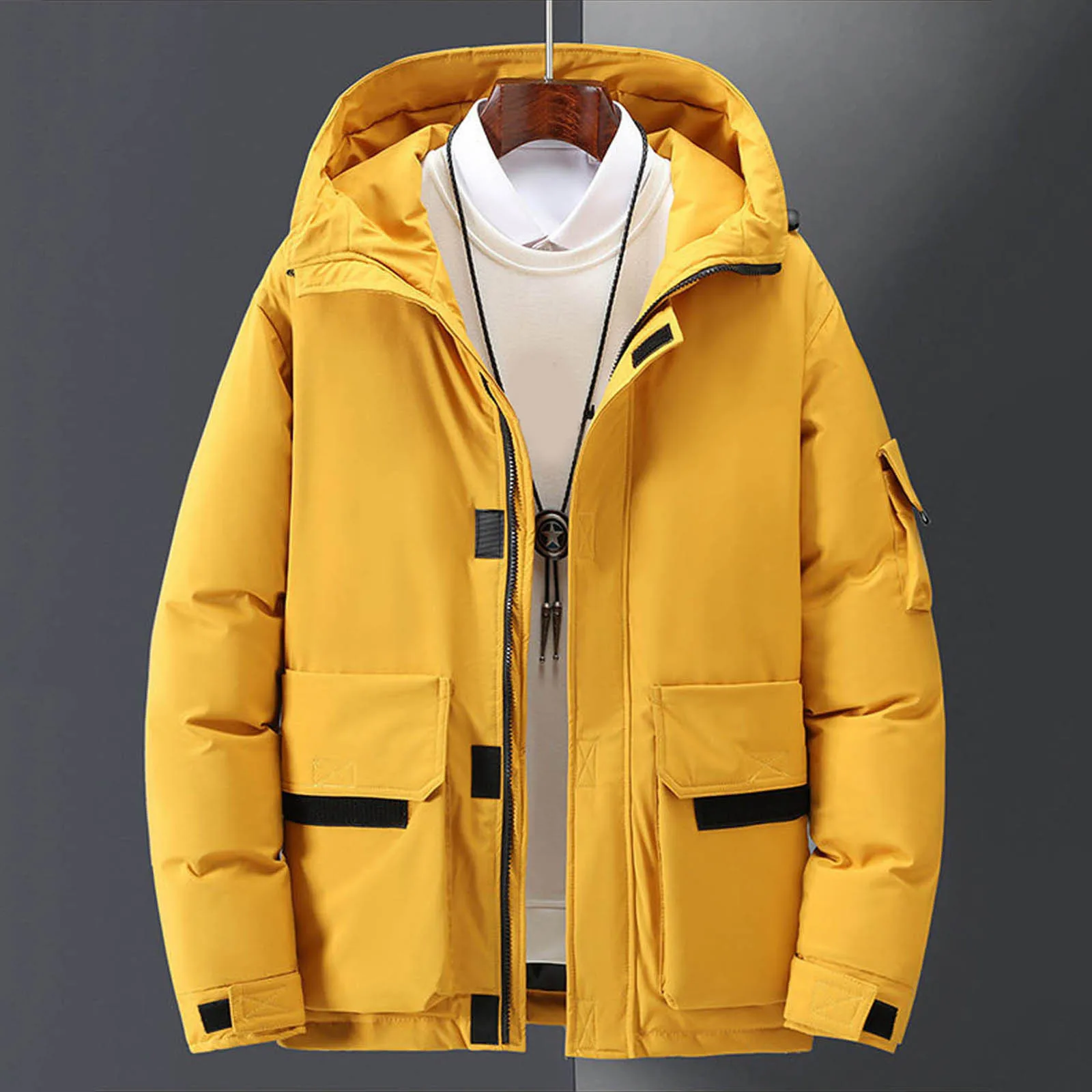 

Men'S Fleece Coat Plush Lined Winter Warm Jacket Coat Windbreak Overall Hooded Pocket Workout Ins Trendy Chaquetas Hombre