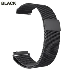 Elegant Milanese Loop Metal Strap - 18mm, 20mm, 22mm Bracelet Band - Venu (Black)