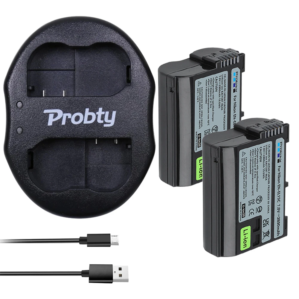 En-El15C En-El15 Batteria + Led Usb Dual Charger Per Nikon Z5,Z8,Z6 Ii,Z7,Z7Ii D600 D610 D600E D800 D810 D800E D810