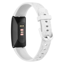 Engraved TPU Adjustable Sport Wristband for Fitbit Inspire Series (White)