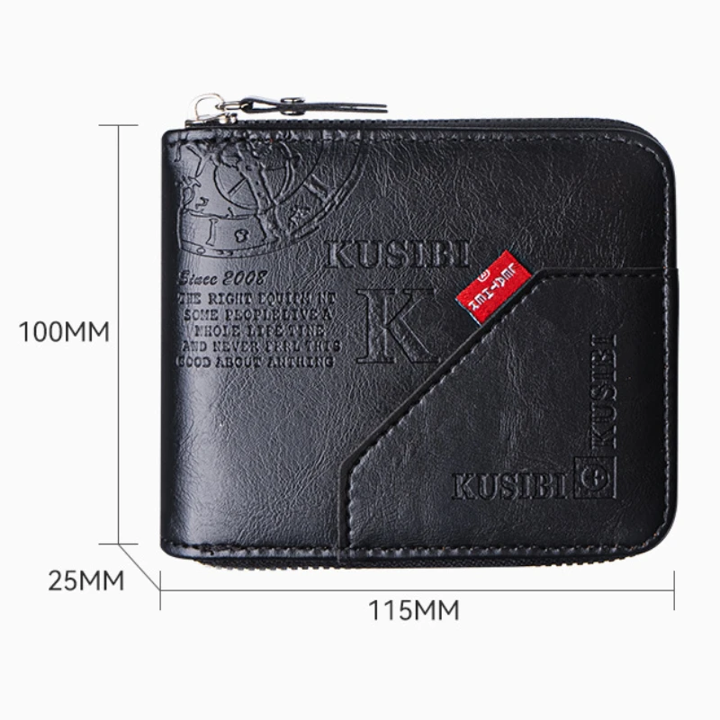 2025 Men Short Zipper Wallet Vintage PU Leather Men Short Credit Card Holder Wallet with Coin Pocket, Multifunctional Coin Purse 5