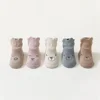 5 Pairs Infant Newborn Baby Anti-Slip Socks 5colored Bear Print Baby Girl Cotton Socks Solid Autumn Toddler Boys Knee Floor Sock 3