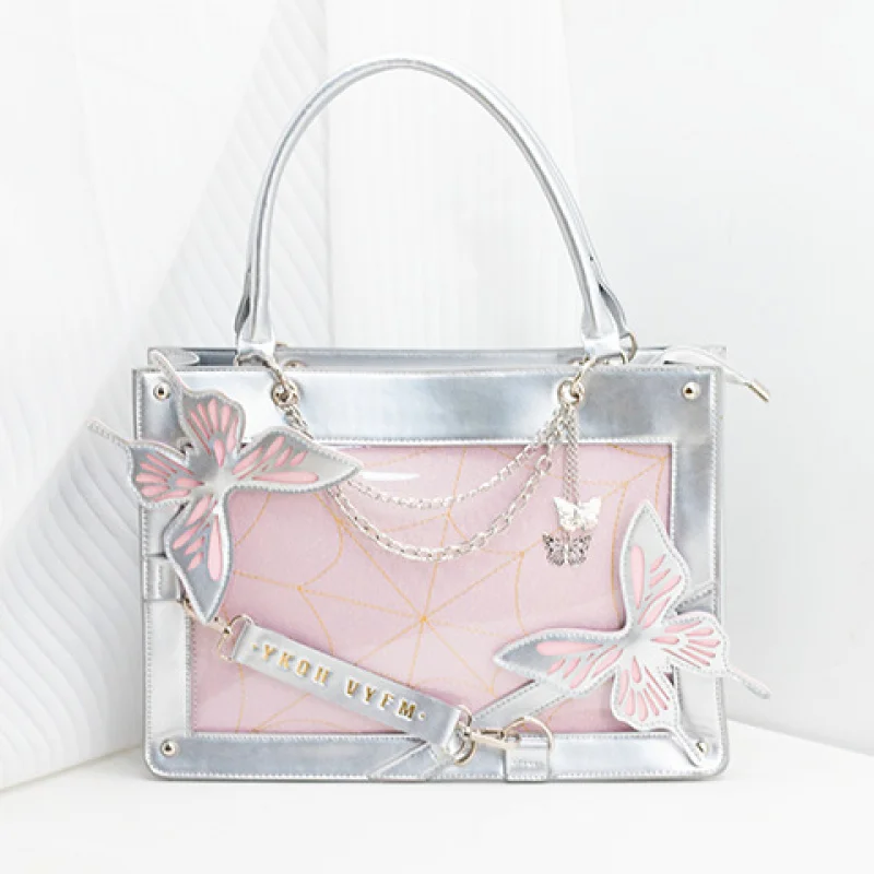 Elegant Dark Fantasy Butterfly Maze Pain Tote Bag Women's Gothic Style Handheld Crossbody Shoulder Bag Unique Design for Girls