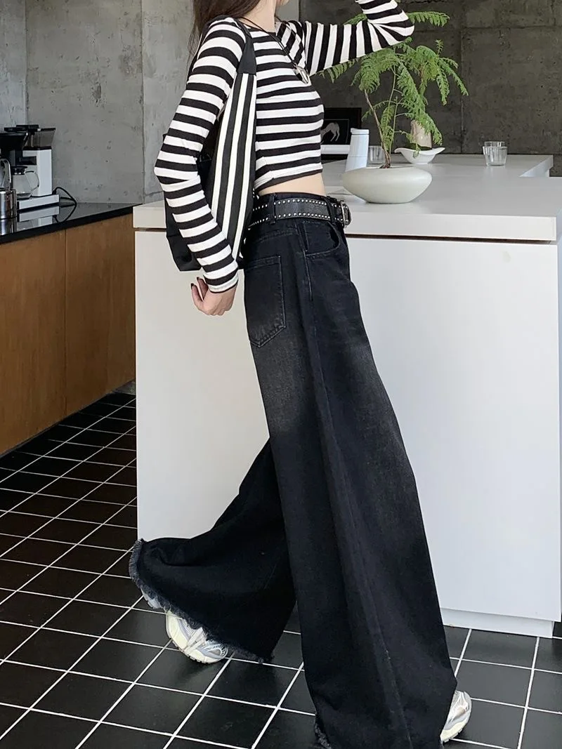 Fried Straight Wide-Leg Denim Pants: Hot Girl Baggy Jeans for Y2K Street Vintage Women - true deals club