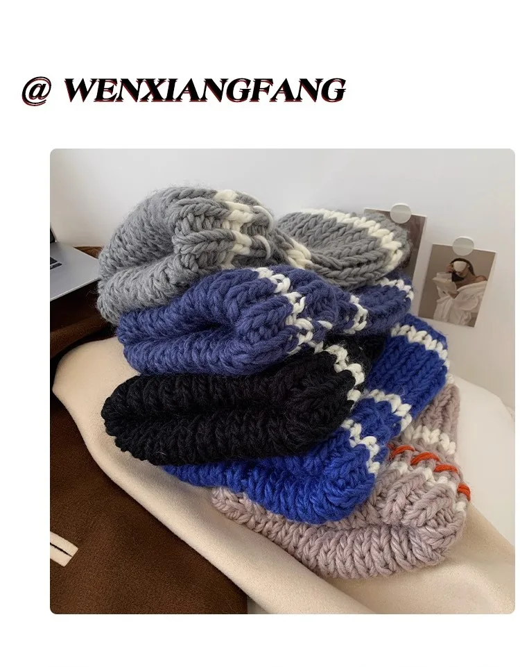 Cappelli invernali di grandi dimensioni per donna Nuovi berretti Cappello lavorato a maglia Ragazza Autunno Berretti femminili Berretti scaldini Berretto casual da donna_voghion.com