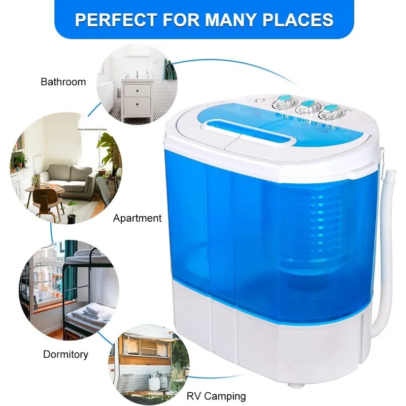 ZenStyle Portable Washer Compact Twin Tub 9.9 LB Mini Top Load Washing Machine Washer/Spinner w/ 6.57 FT Inlet Hose 6