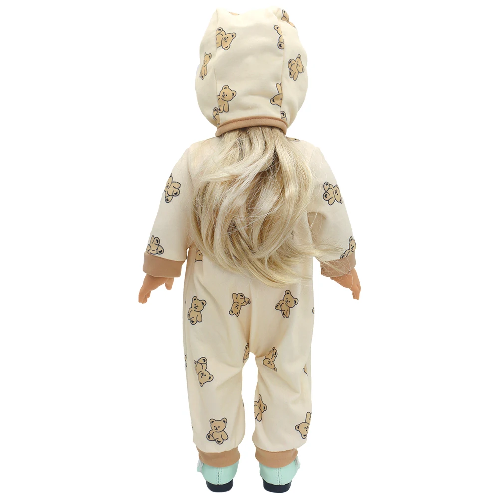 Charming Doll Bear Jumpsuit & Hat Outfit Set - Perfect Gift