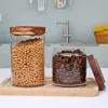 1/5 Glass Food Storage Jars,Glass Storage Containers Clear Glass Food Canister with Bamboo Lid Airtight For Coffee,Flour, Sugar 3